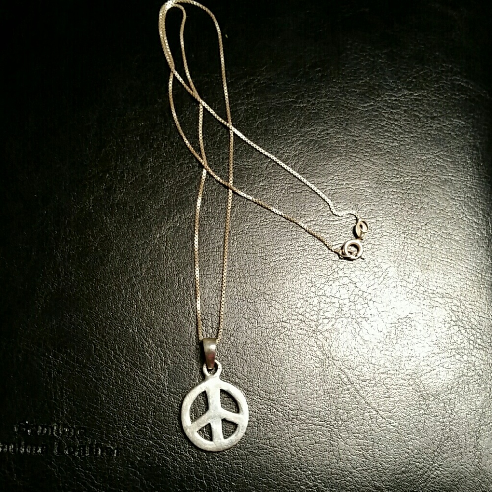 Sterling Silver Peace Sign Necklace